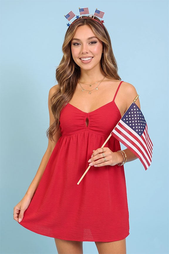 Americana Babydoll Red Mini Dress
