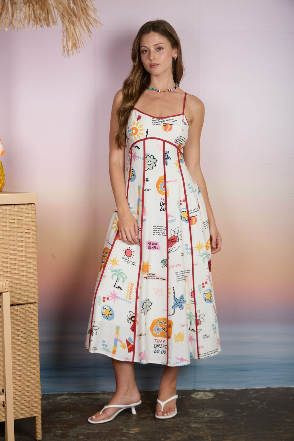 Vacation Spaghetti Strap Midi Dress
