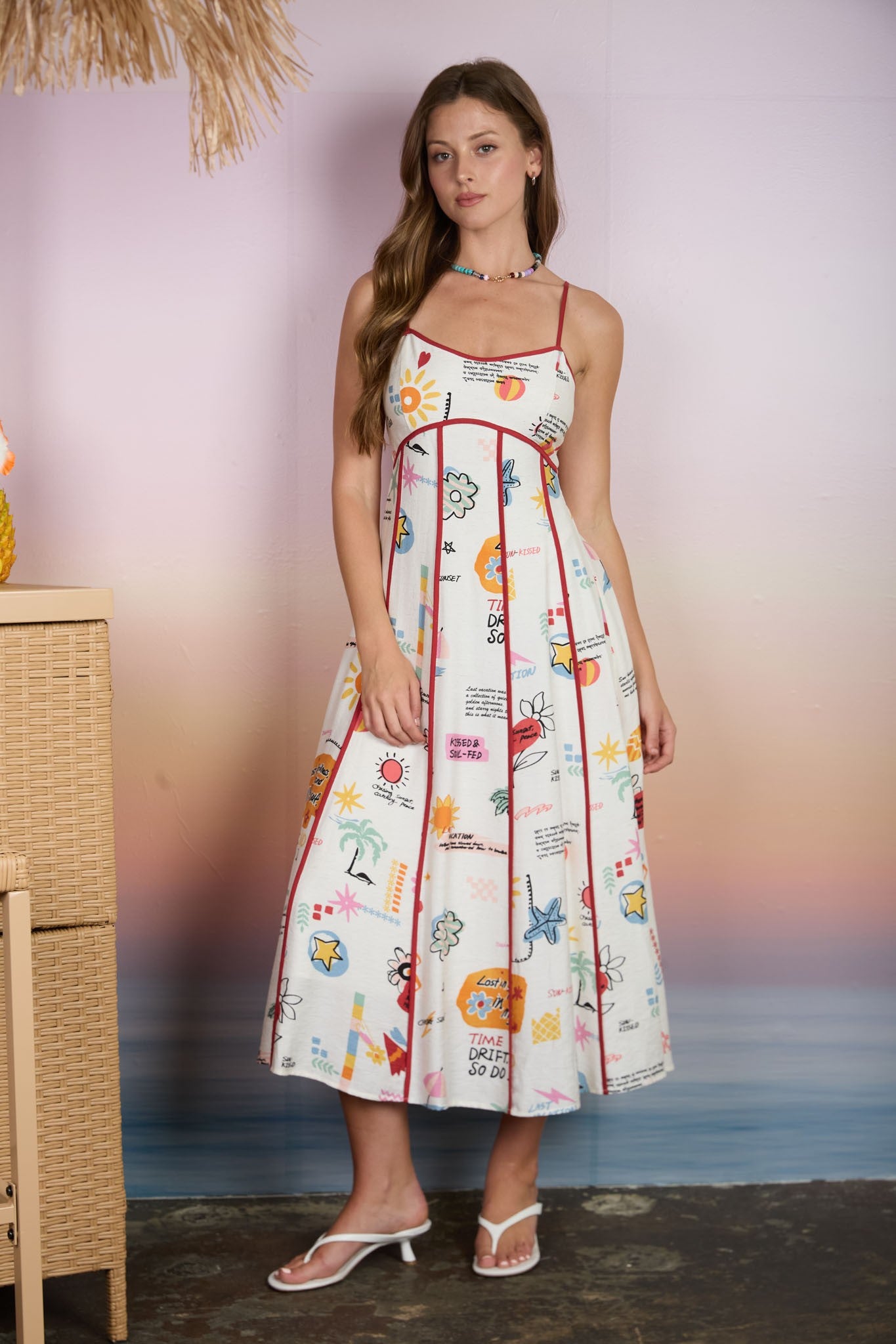 Vacation Spaghetti Strap Midi Dress