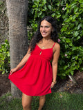 Americana Babydoll Red Mini Dress