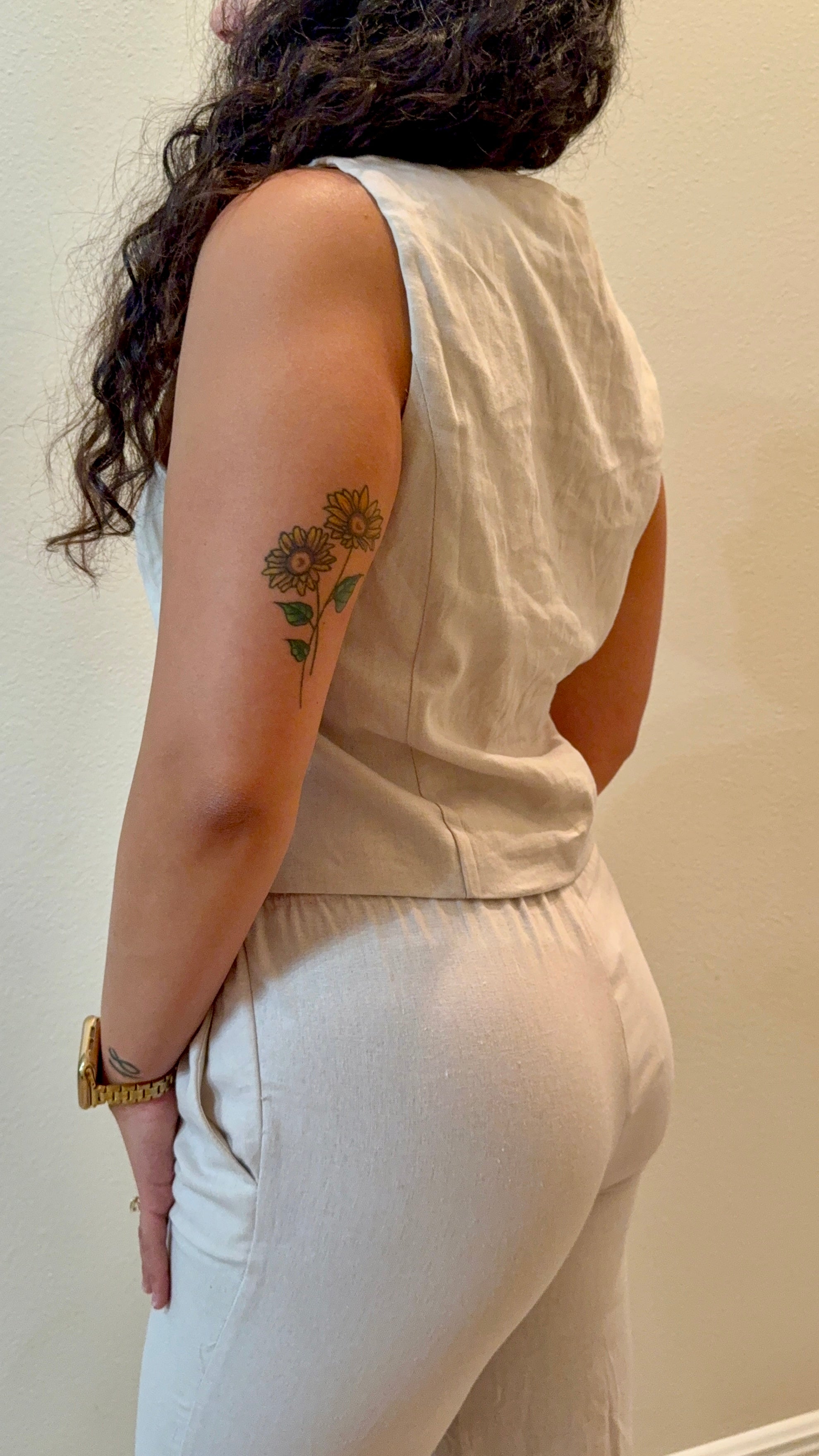 Linen Tie Front Vest And Drawstring Pants Set
