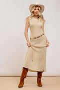 Sheer Knit Sleeveless Midi Dress